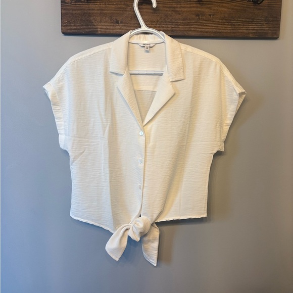Reitmans White Cap Sleeve Tie Front Button Down Shirt XXS - Picture 9 of 10